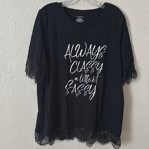 Lane Bryant Lace Edge Women’s Plus Size T-shirt, Black, 22/24 3X